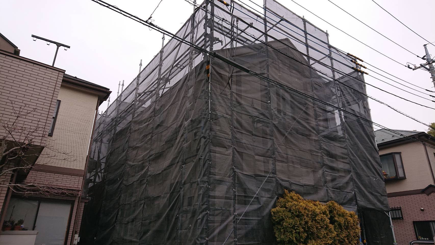 野崎工業 足場工事施工事例 埼玉県越谷市 外壁、屋根塗装