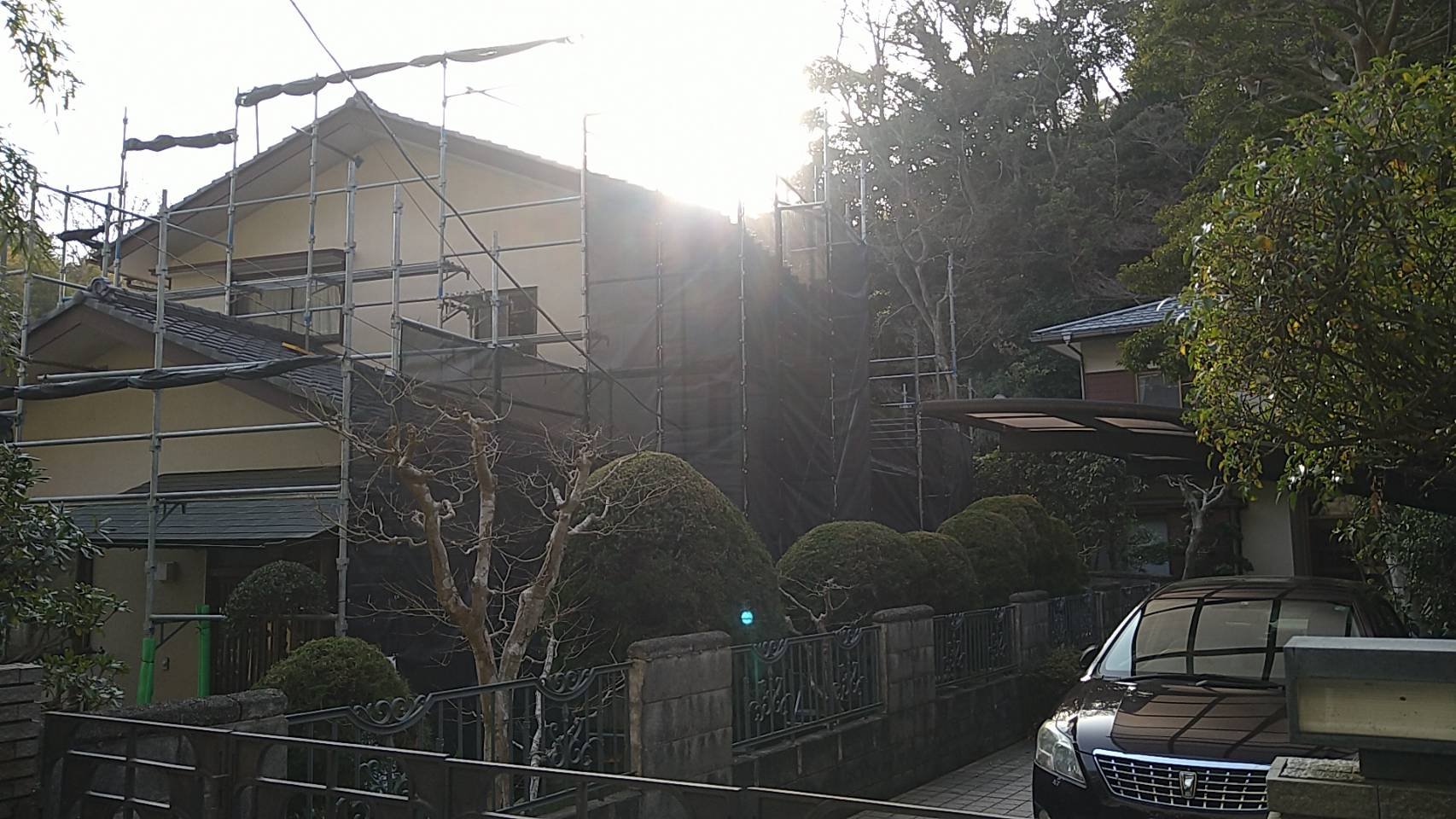 野崎工業 神奈川県逗子市久木                足場工事 施工事例                                      外壁塗装